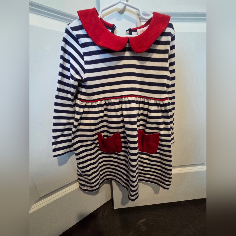 Striped Dress with Red Accents